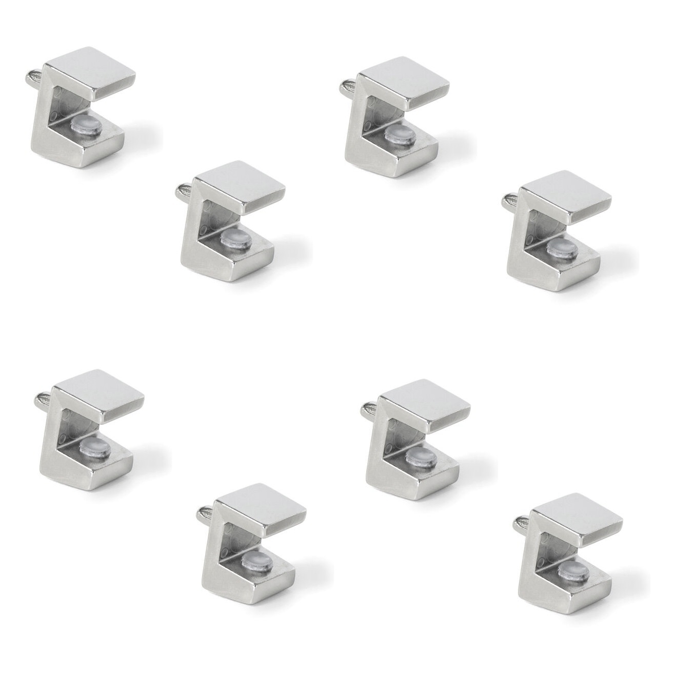 8pcs उच्च गुणवत्ता ग्लास शेल्फ ब्रैकेट, सतह: निकल मढ़वाया, 3 मिमी (1/8 "), 4010007 ग्लास अलमारियों, ग्लास कैबिनेट अलमारियों, बाथरूम अलमारियाँ और अधिक के लिए ग्लास शेल्फ ब्रैकेट, EMUCA द्वारा