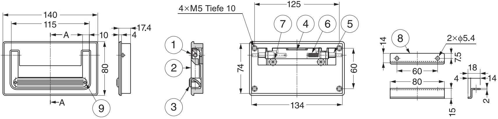 स्प्रिंग के साथ उच्च गुणवत्ता वाले जिंक मिश्र धातु केस हैंडल, 140 मिमी (5.6 ") एमयूडी -140। उपकरणों, मामलों, मामलों, एम्पलीफायरों, वक्ताओं के लिए जिंक मिश्र धातु तह संभाल, सुगात्सुने / एलएएमपी® (जापान) द्वारा - Image 4