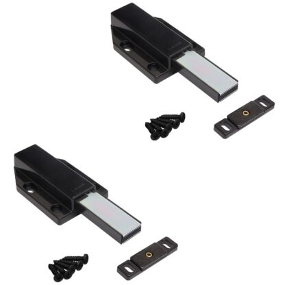 चुंबकीय स्नैप latches के 2 टुकड़े, incl. काउंटर प्लेट ML-120BL, 70 मिमी (2-3/4") Sugatsune, काले, संस्करण: लंबे सवार के साथ। उत्पाद का चित्र