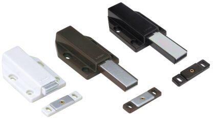 चुंबकीय स्नैप latches के 2 टुकड़े, सहित काउंटर प्लेट, सतह: काला, 70 मिमी (2-3/4"), संस्करण: लंबी सवार के साथ, ML-120BL. फर्नीचर दरवाजे, कैबिनेट दरवाजे और बहुत कुछ के लिए पुश-टू-ओपन डोर ओपनर, सुगात्सुने / एलएएमपी® (जापान) द्वारा - Image 4