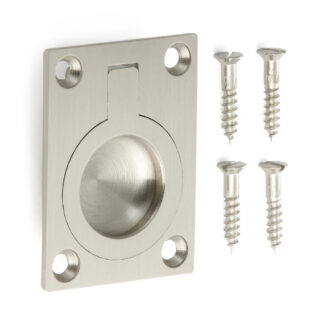 पीतल की अंगूठी के आकार का तह हैंडल, सफेद कांस्य खत्म, मैट साटन खत्म, 1.5 "(38 मिमी) 587B-50WB। रिंग हैंडल 587B-50WB आरवी, नाव, निरीक्षण फ्लैप, निरीक्षण द्वार के लिए, सुगात्सुने/एलएएमपी® (जापान) द्वारा