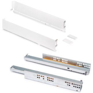 दराज सेट, अतिरिक्त पतले फ्रेम के साथ, ऊंचाई: 88 मिमी (3-15/32"), सतह: सफेद, 490 मिमी (19-19/64"), संस्करण: नरम-बंद के साथ पूर्ण विस्तार, 3275412 रसोई फर्नीचर के लिए दराज सेट और बहुत कुछ, EMUCA द्वारा